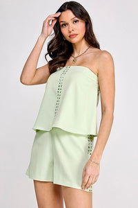 Strapless Stripe lace set