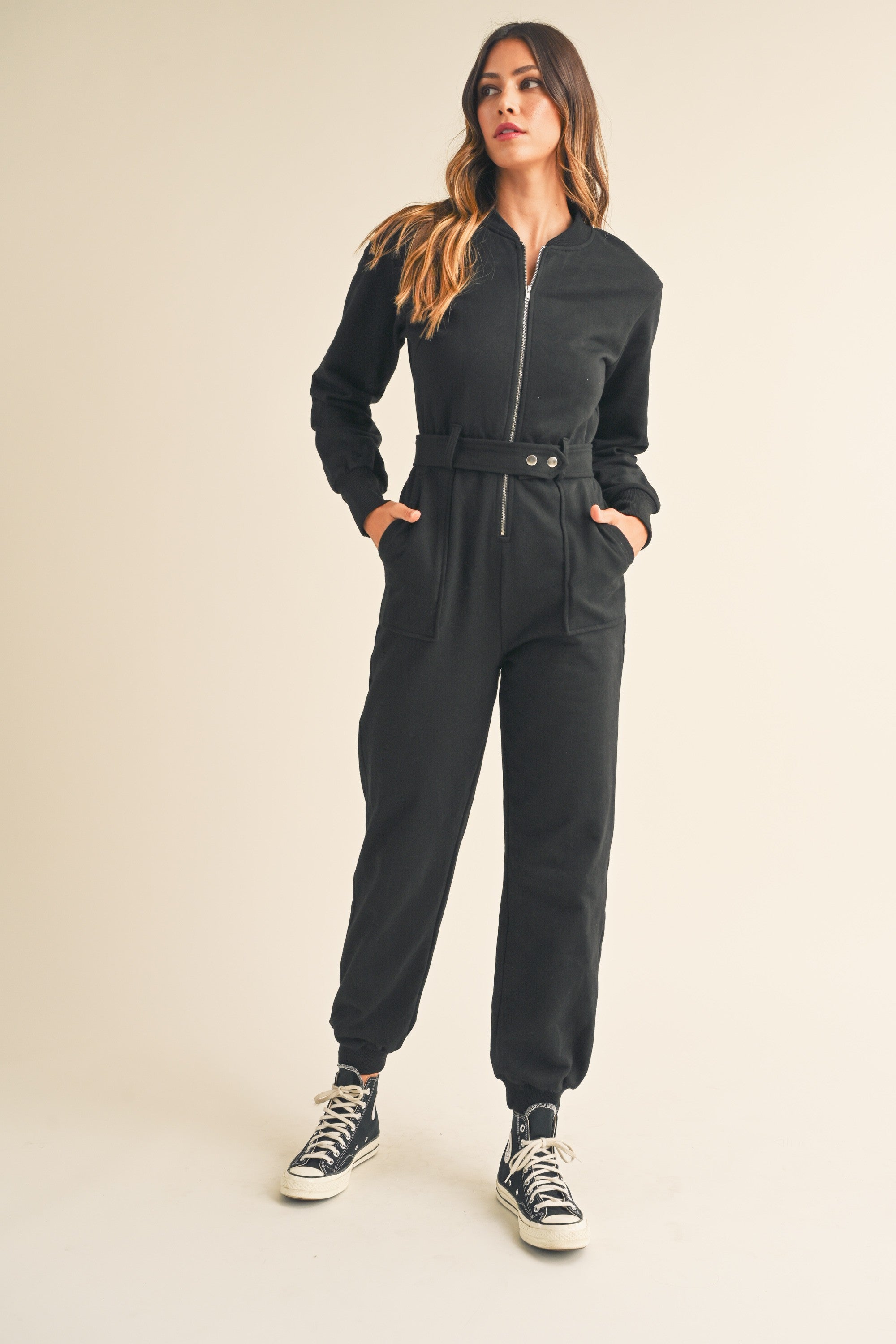 Front zipper jumpsuit