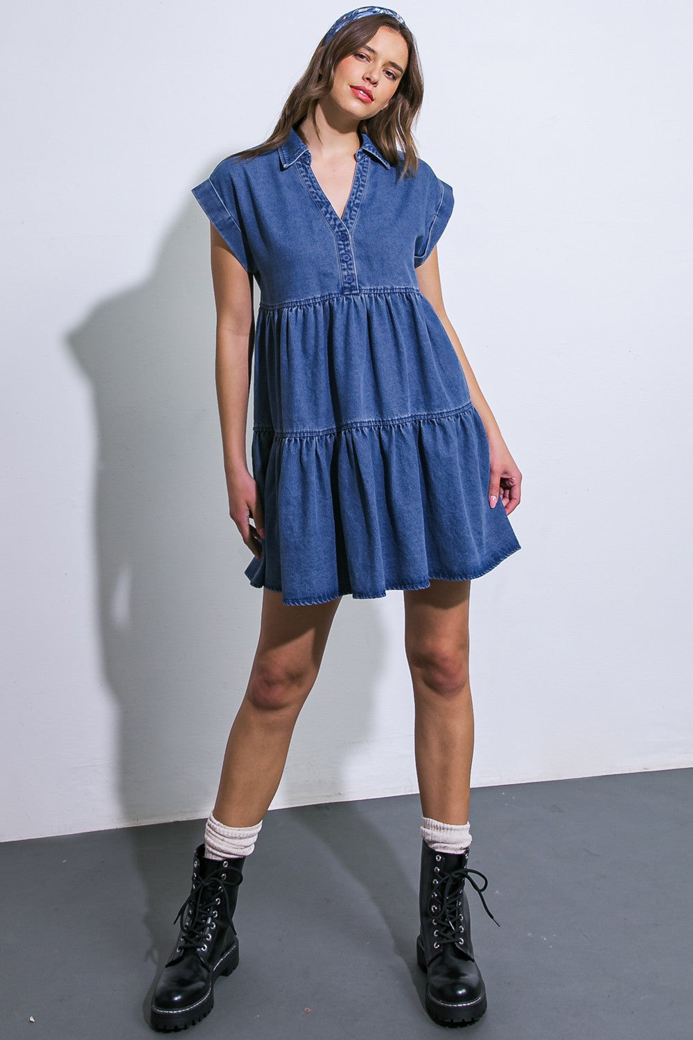 Layared denim dress