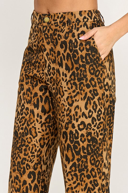Leopard denim jeans