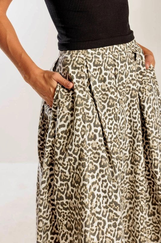 Ina’s Leopard MIDI denim skirt
