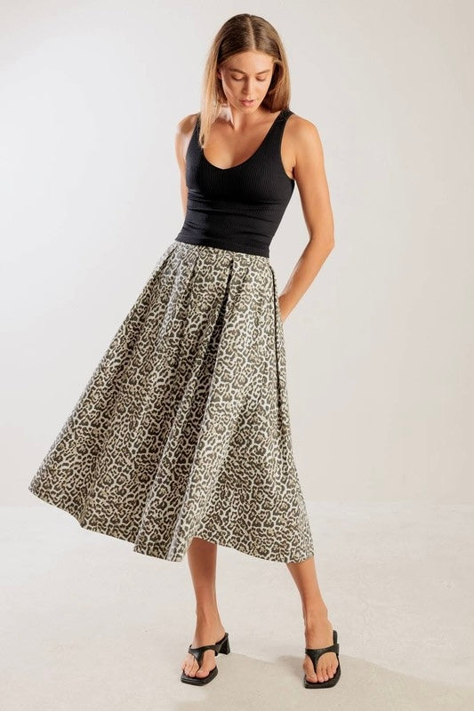 Ina’s Leopard MIDI denim skirt