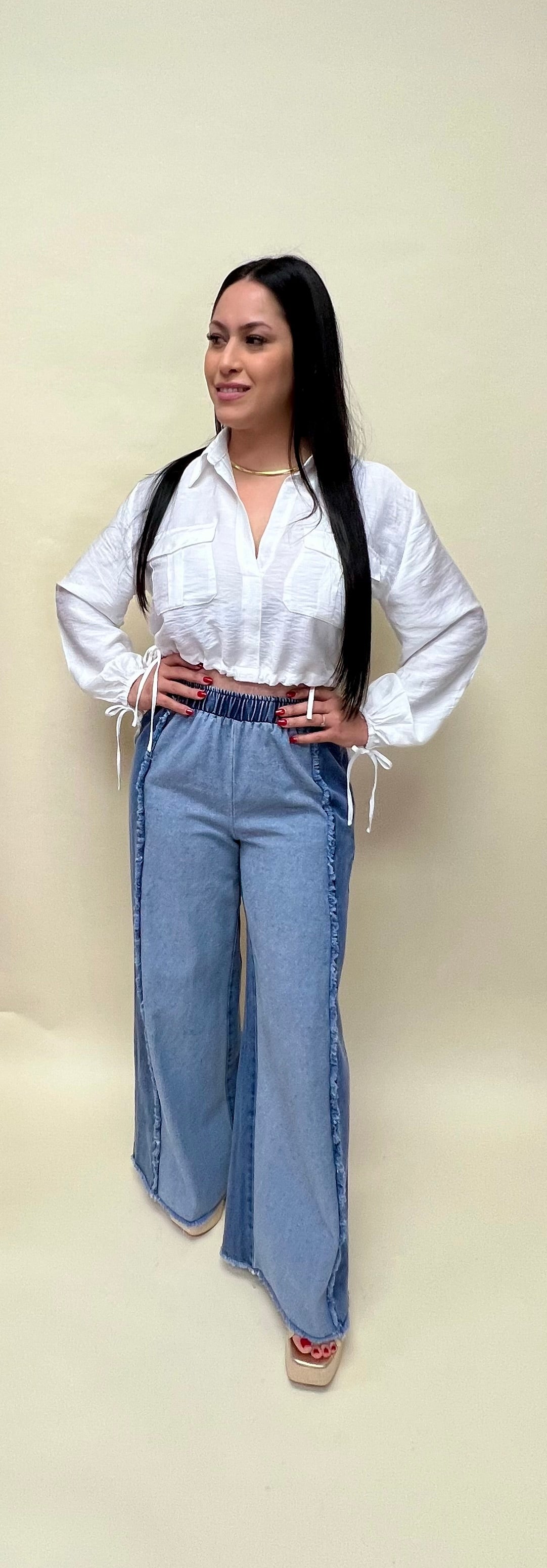 Doble tone wide leg jean