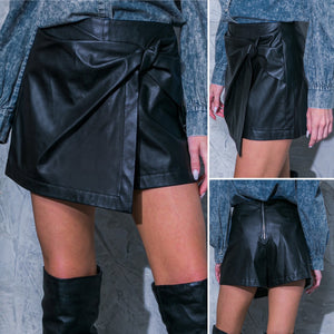 Faux Leather knot skort