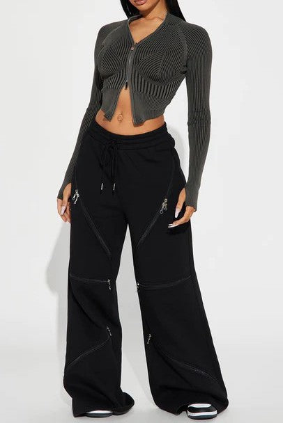 Zippers palazzo sweat pants