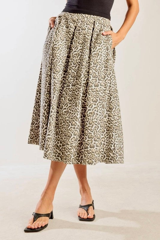Ina’s Leopard MIDI denim skirt