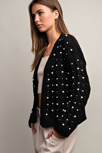 Embellished crochet cardigan