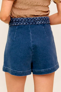 Braided denim skort