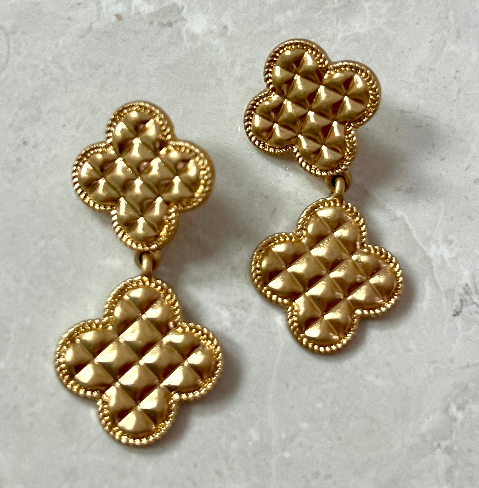 Designer inspired matte gold earrings