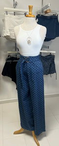 Polka dots denim baggy pants