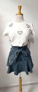 Acid ruffled denim skort