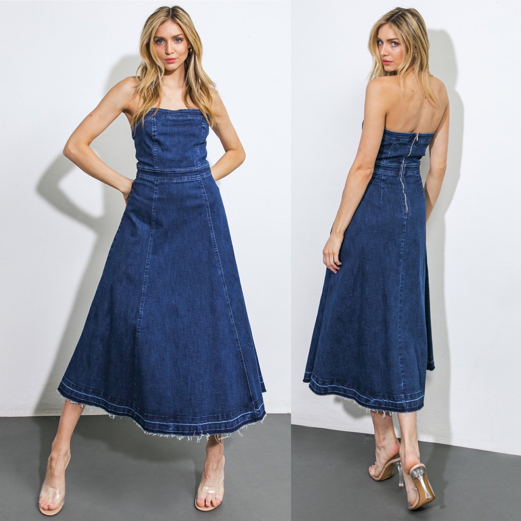 Strapless denim dress