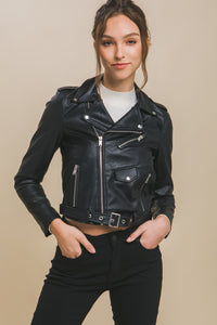 Zippers faux leather jacket