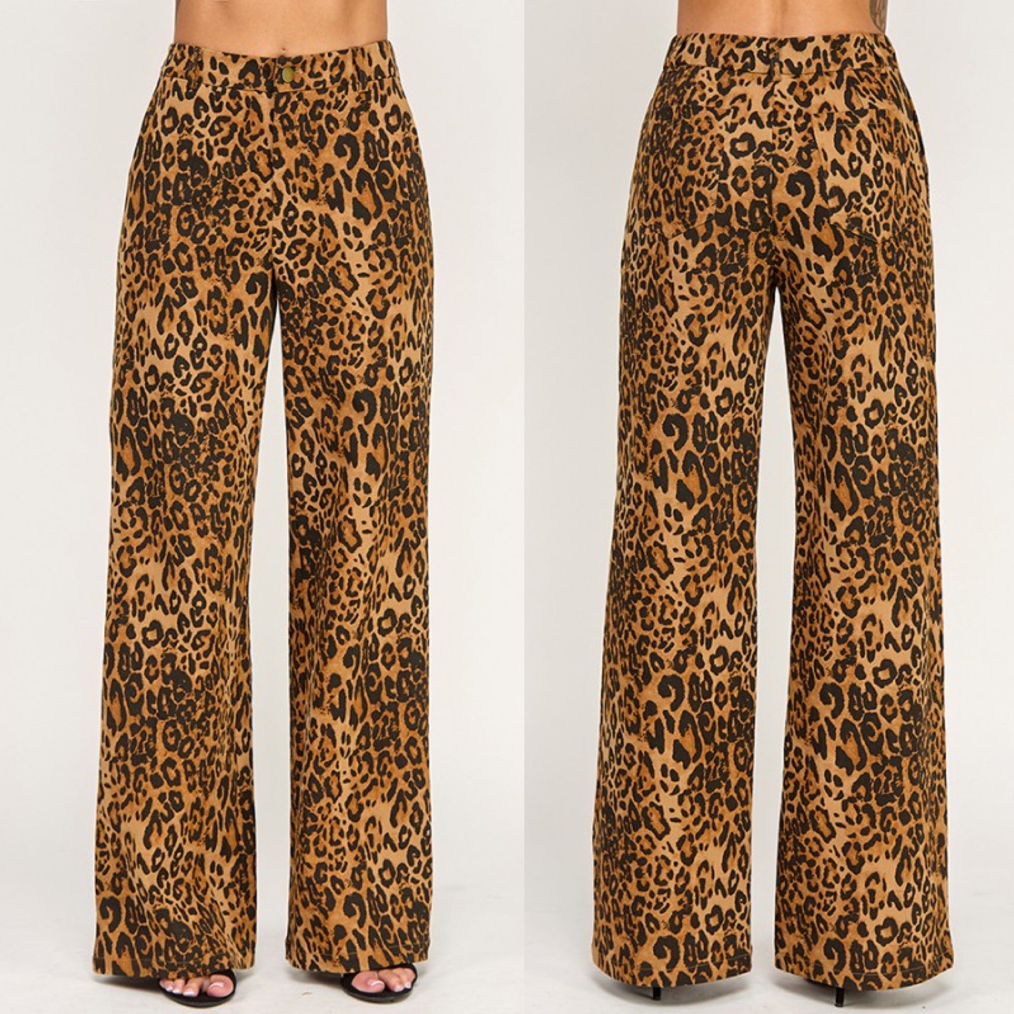 Leopard denim jeans