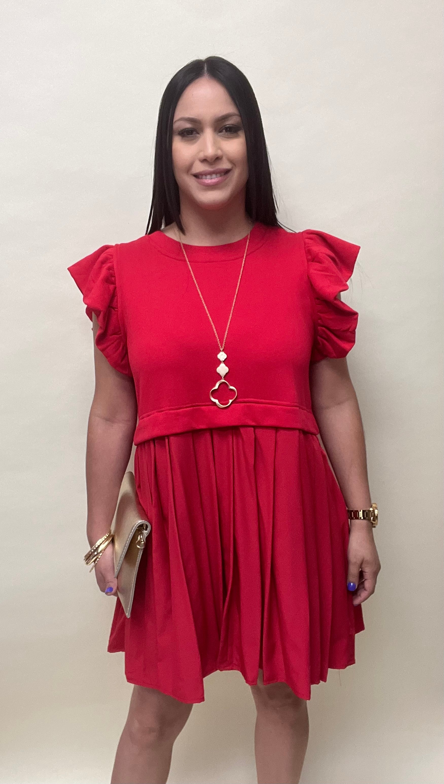 Pleated Knit Dress