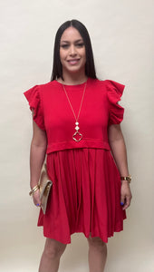Pleated Knit Dress