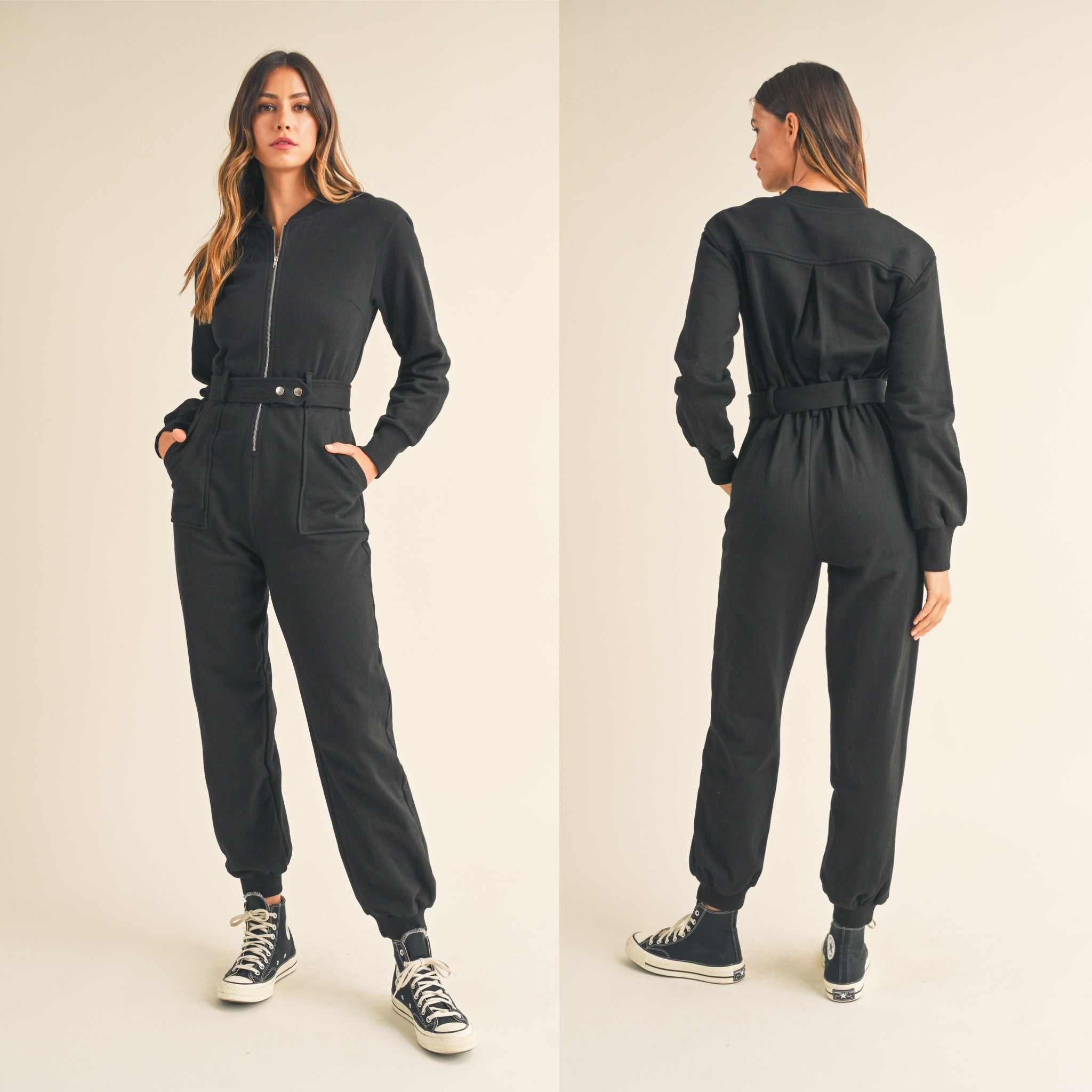 Front zipper jumpsuit