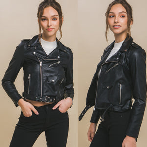 Zippers faux leather jacket