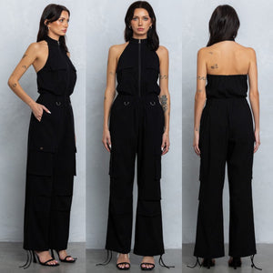 Halter cargo jumpsuit