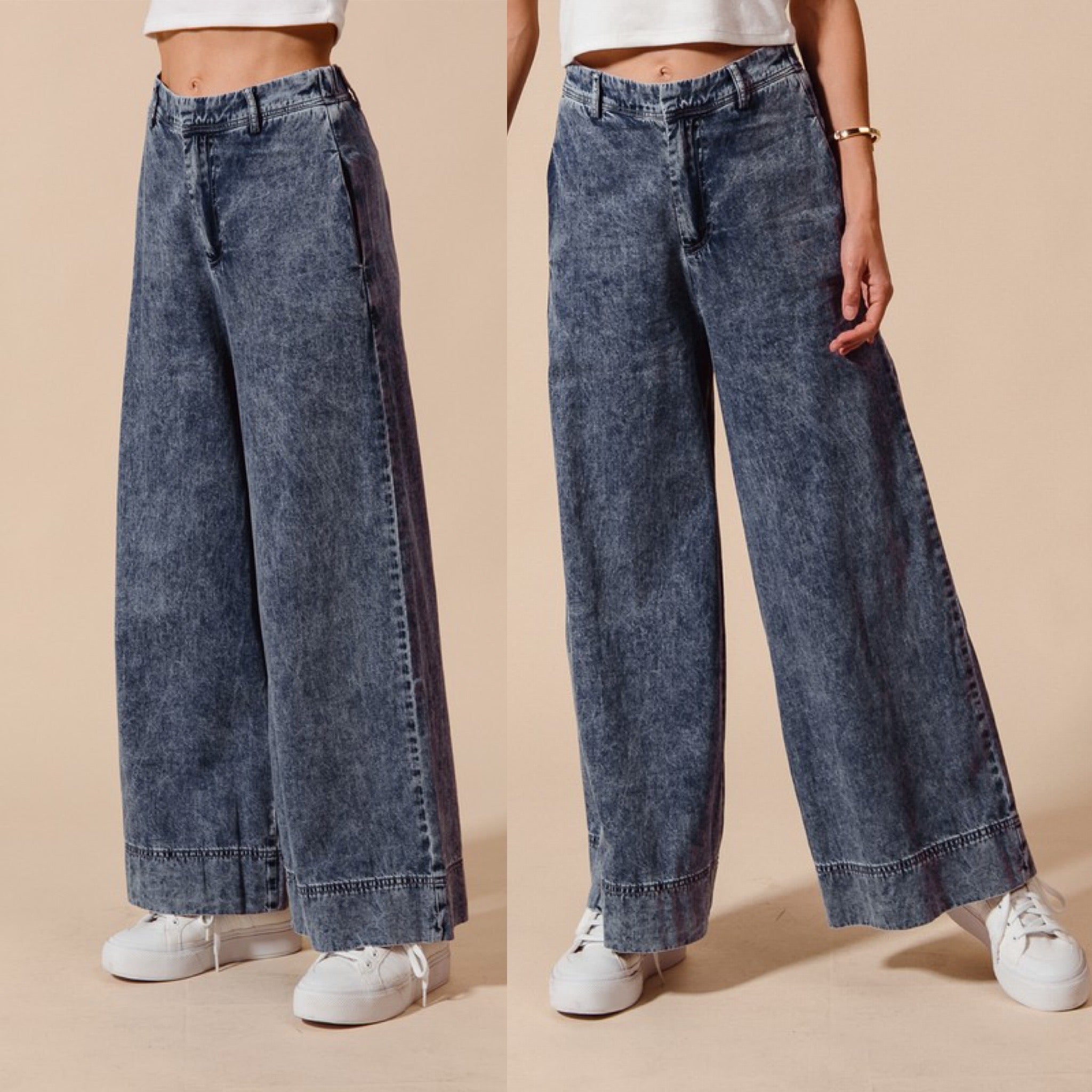 Wide leg denim jean