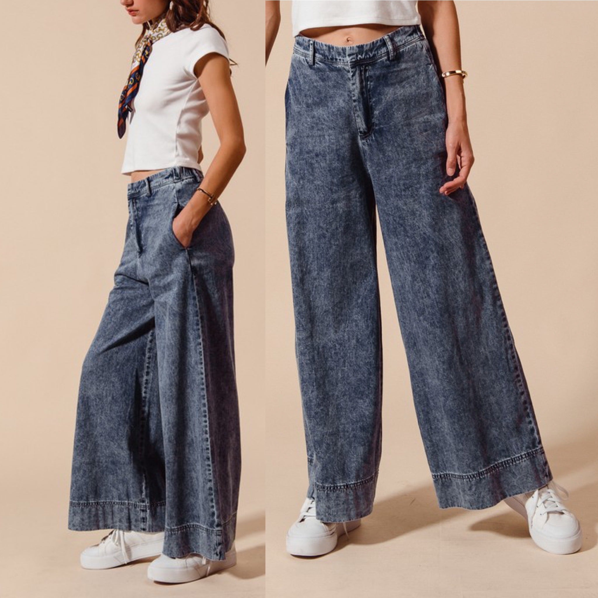 Wide leg denim jean