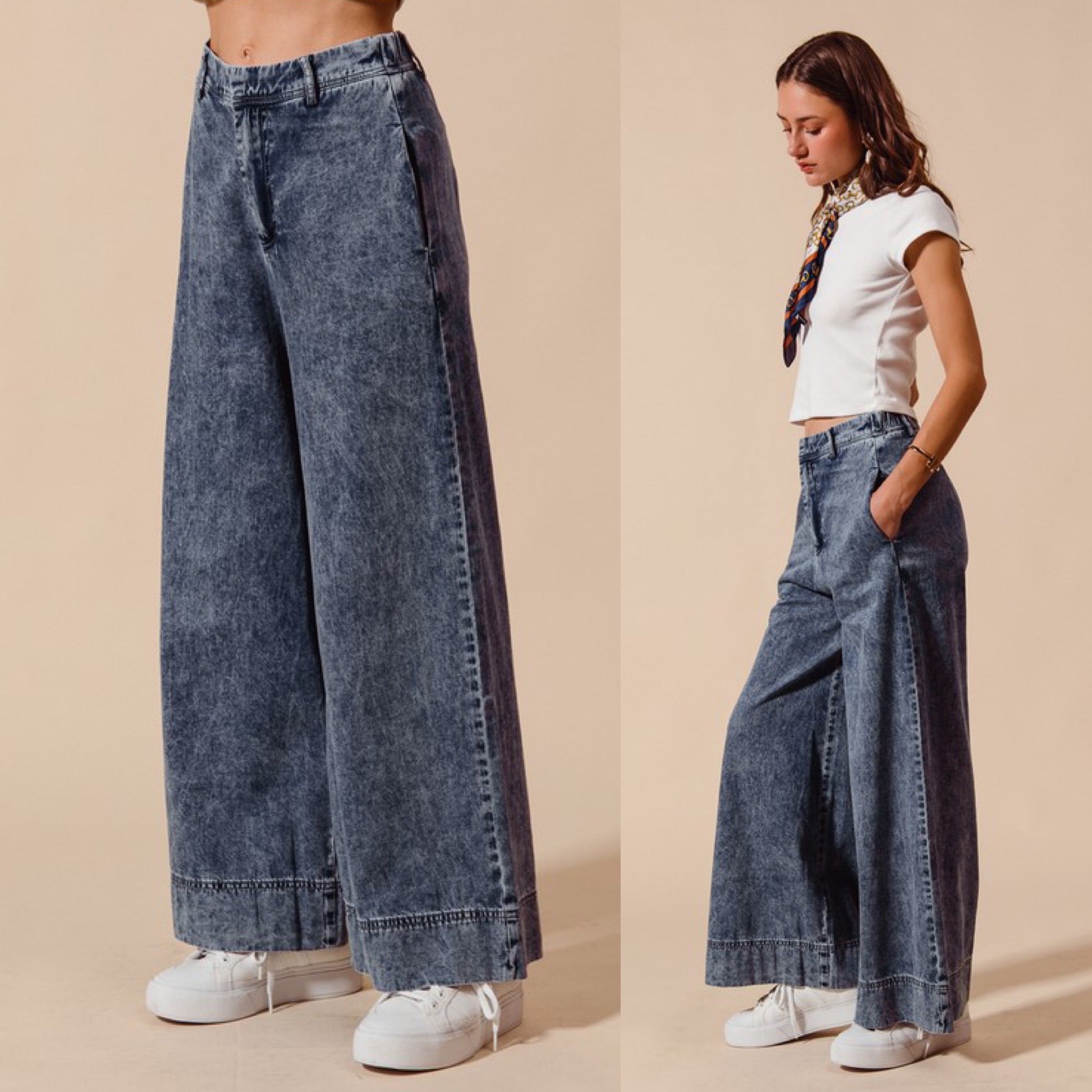 Wide leg denim jean