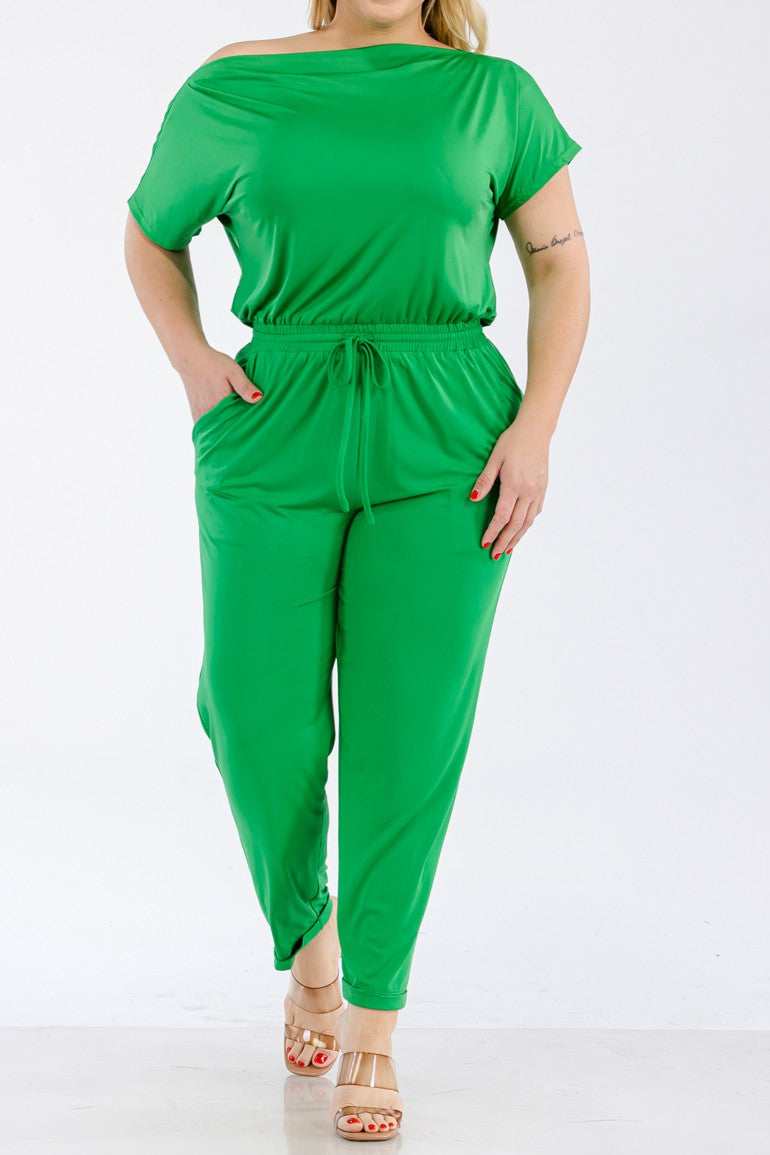 Boat neck PLUS jumpsuit