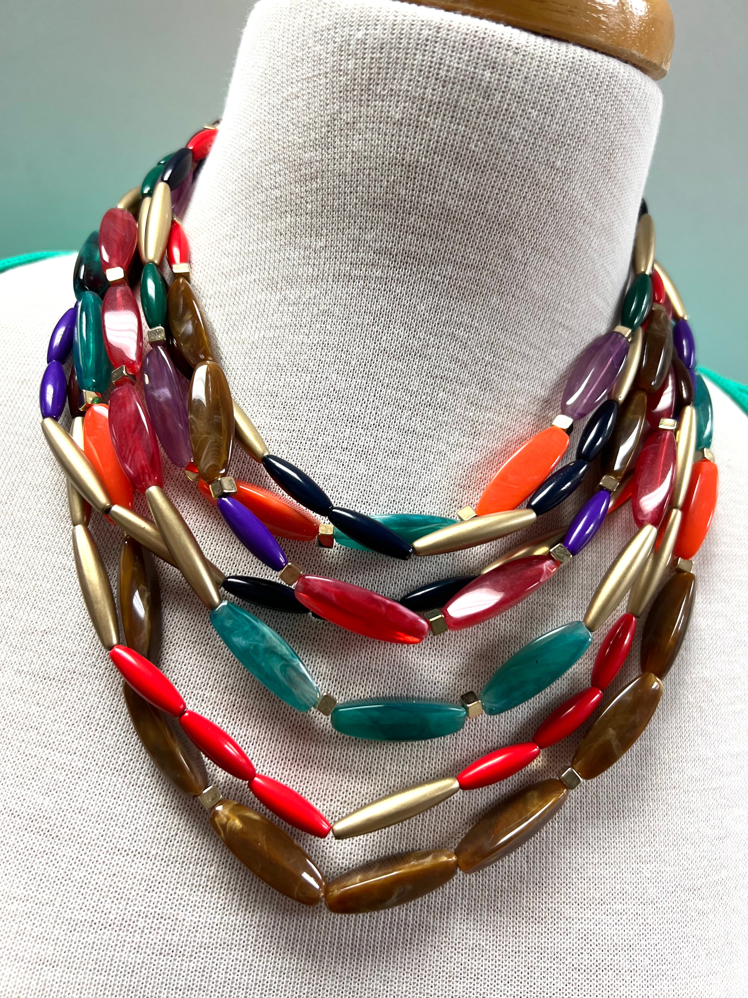 Colorful layers beads necklace