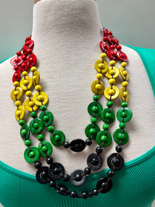 Multi bright colors layered necklace