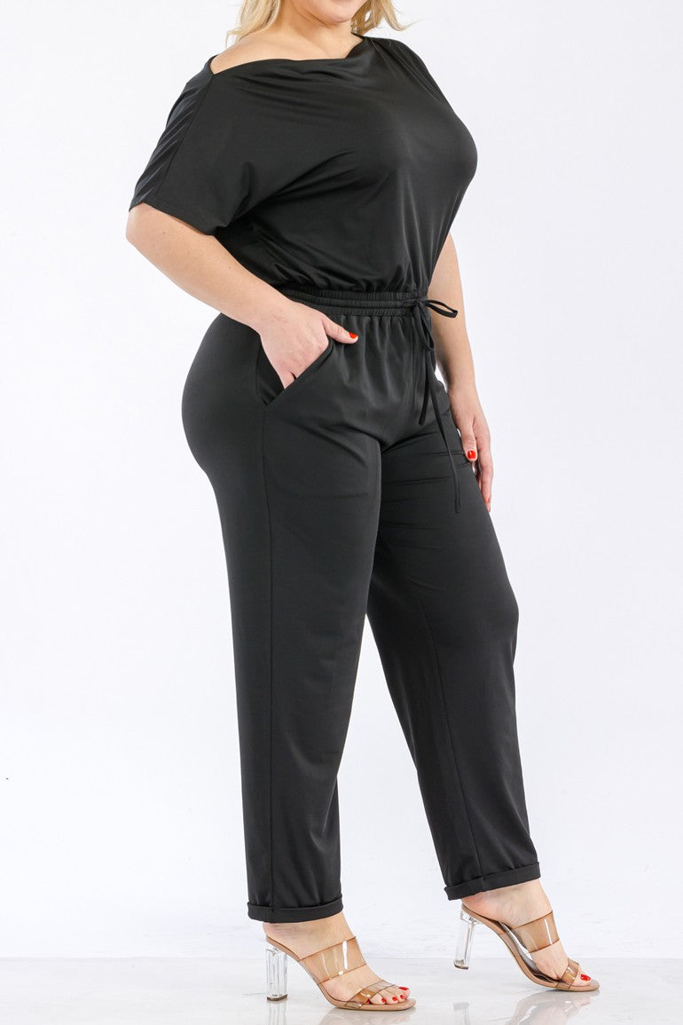 Boat neck PLUS jumpsuit