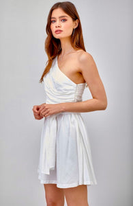 One shoulder draped dress