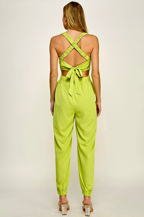 Back crossed jumpsuit