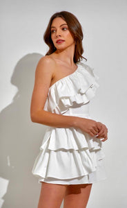 One shoulder Ruffled romper