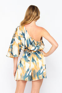 One shoulder printed romper