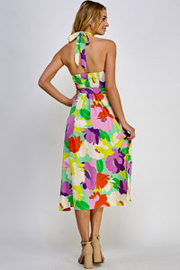 Halter printed midi dress