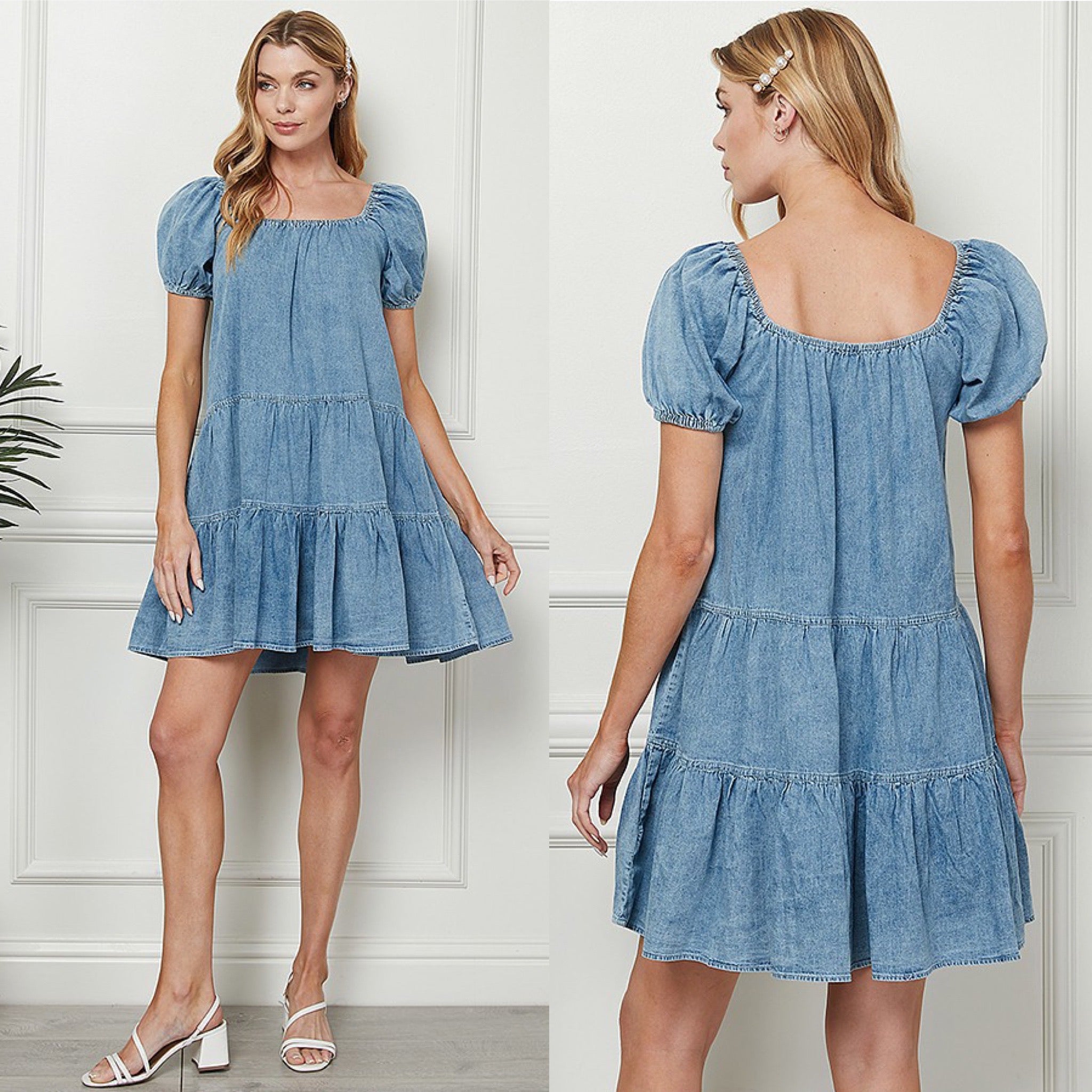 Layered denim dress, Regular & Plus Sizes