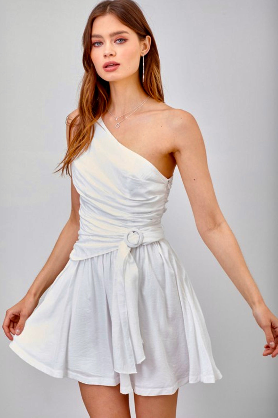 One shoulder draped dress