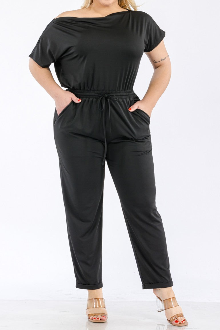 Boat neck PLUS jumpsuit