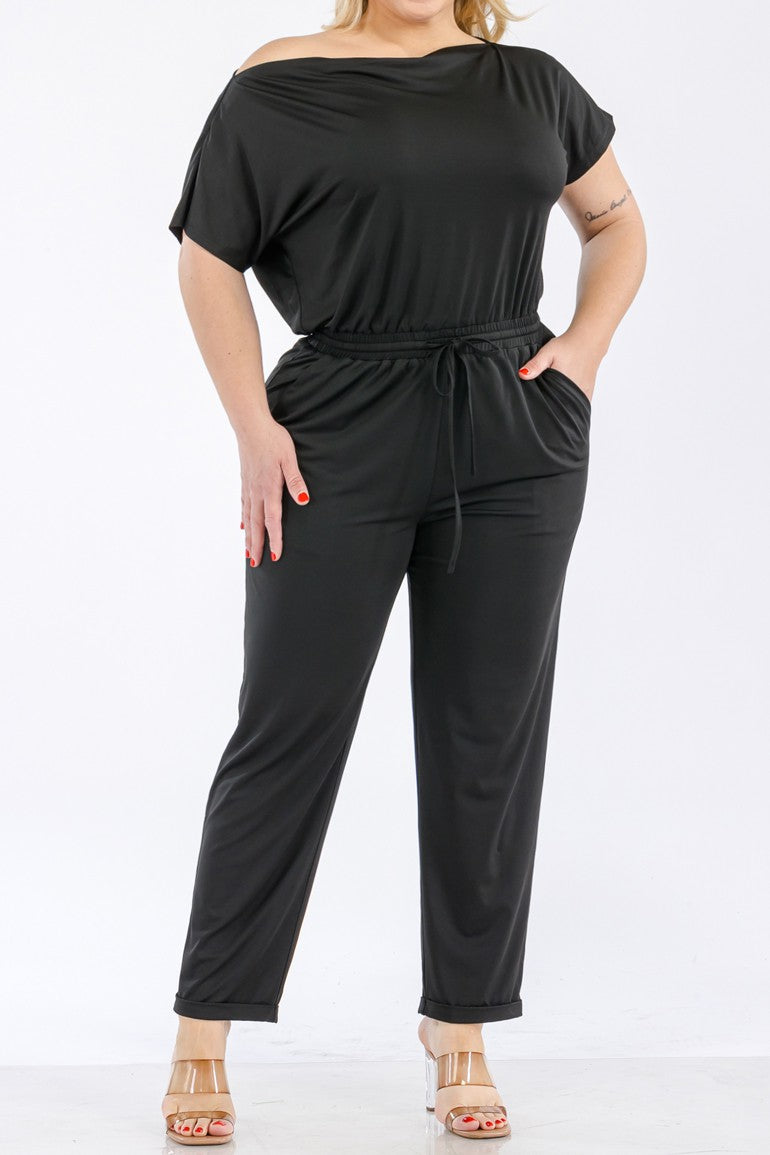 Boat neck PLUS jumpsuit