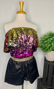 Strapless sequins bodysuit