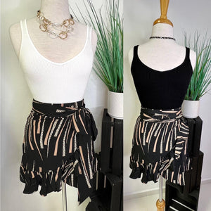 Wrap around animal print mini skirt