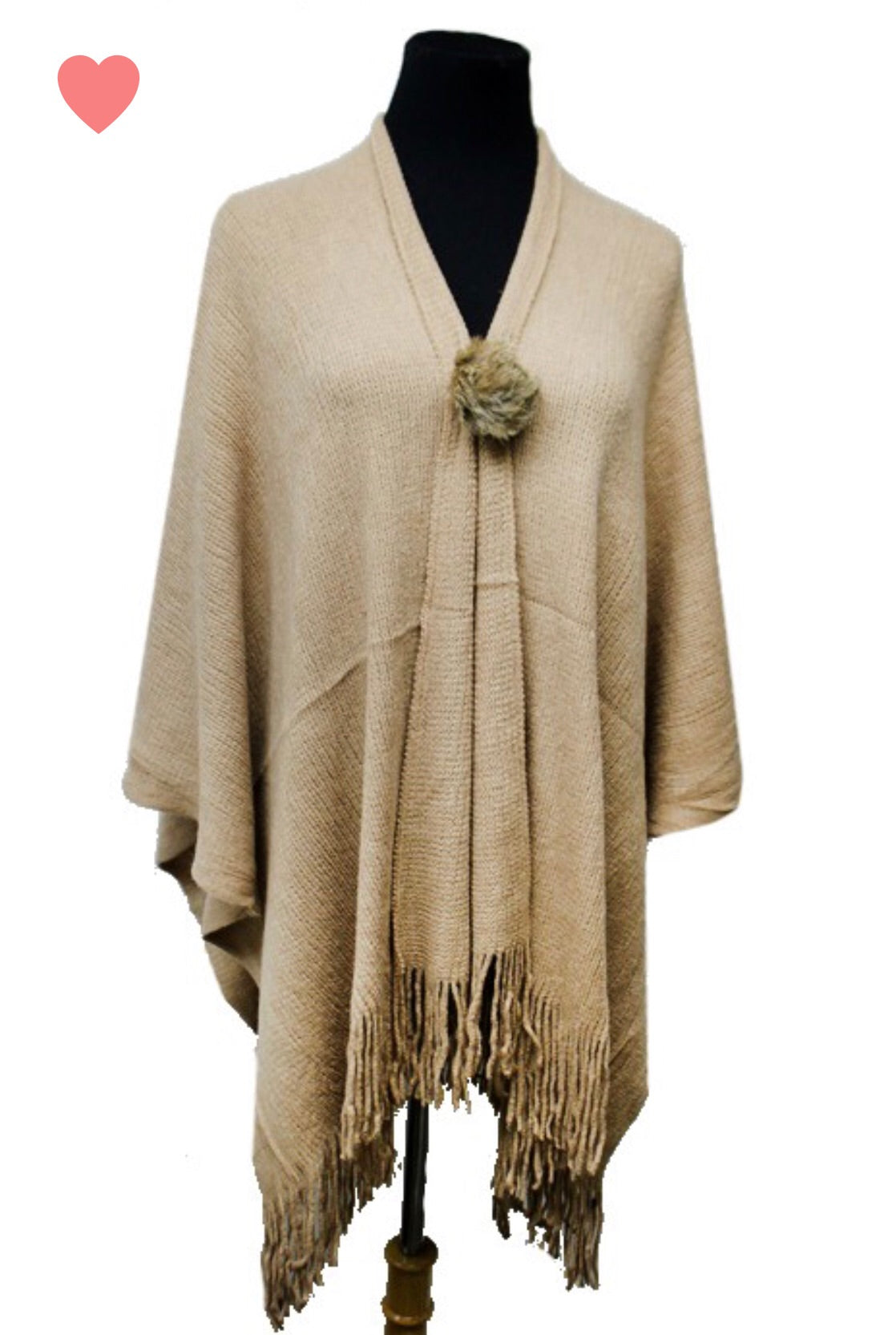 Open cardigan poncho with fringes