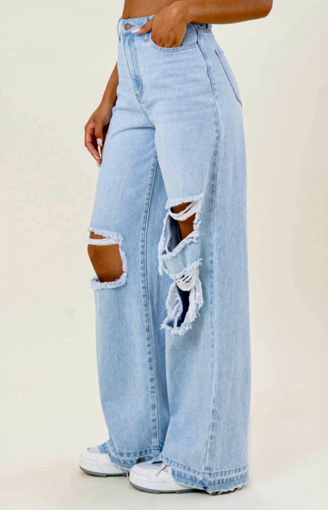 VIBRANT palazzo distressed jean