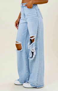 VIBRANT palazzo distressed jean