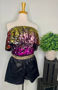 Strapless sequins bodysuit