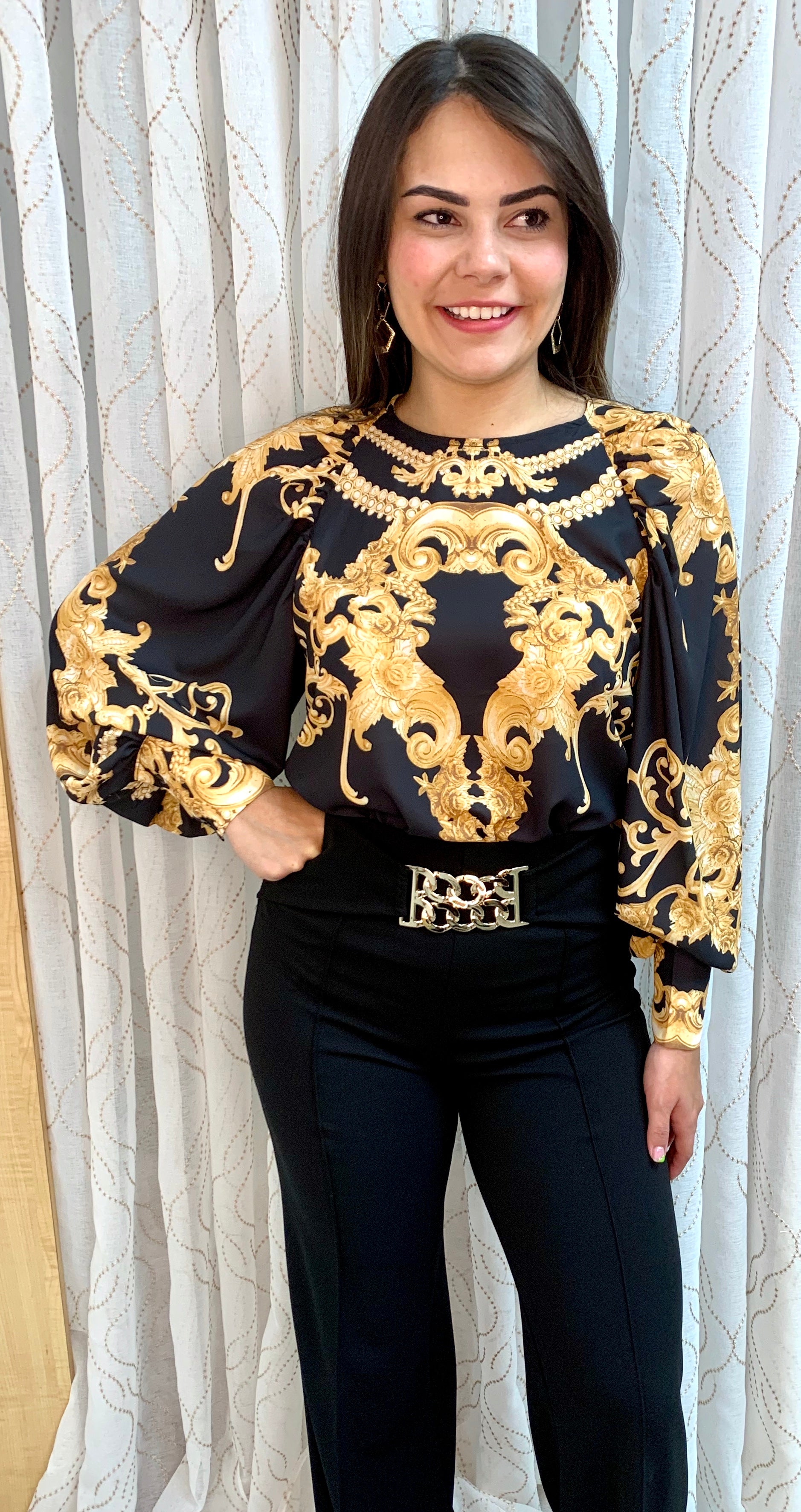 Baroque print blouse