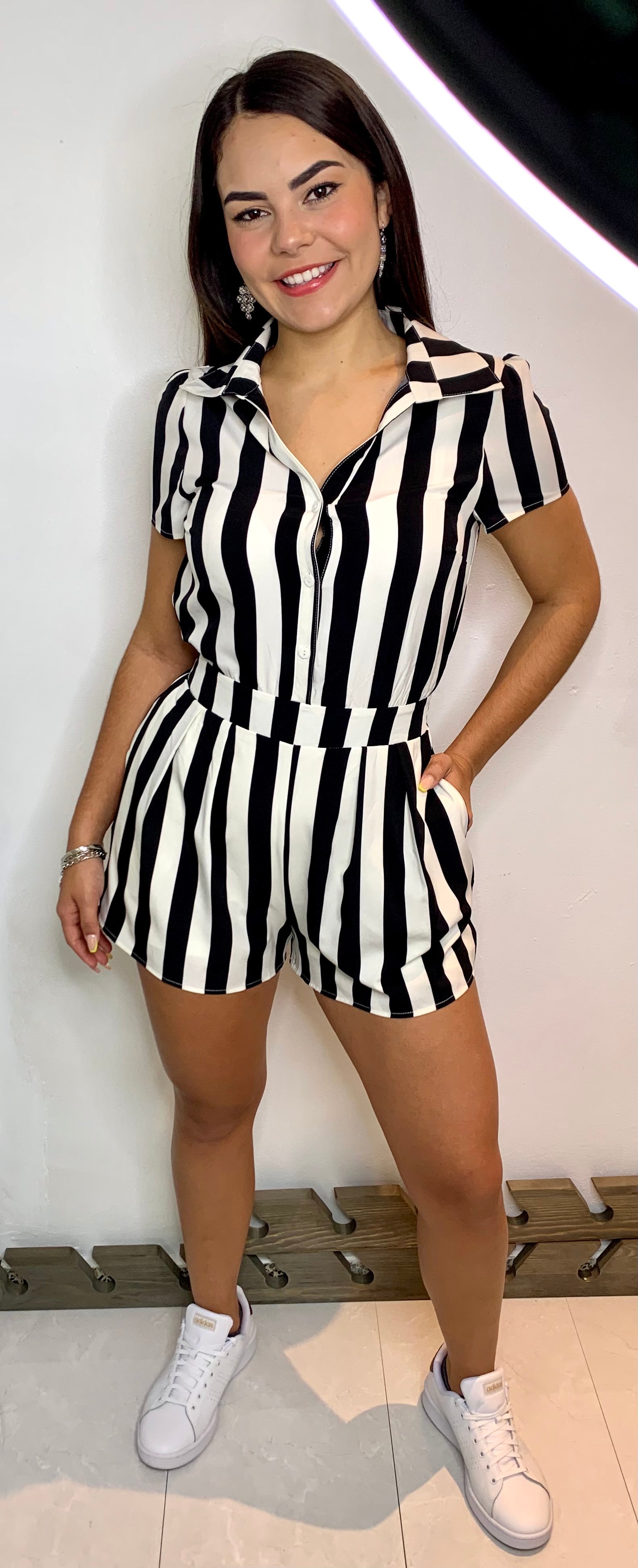 Wide stripes romper