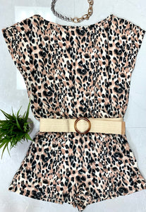 Animal print boat neck romper