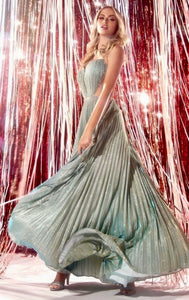 Draped & Pleated shiny gown