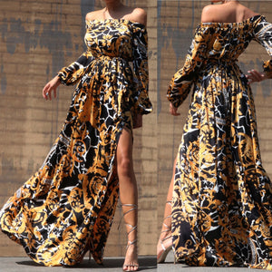 Luxury printed gown dress